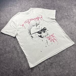 Ed Hardy Punks Not Dead Graphic T Shirt White Men’s Large Skull Y2K